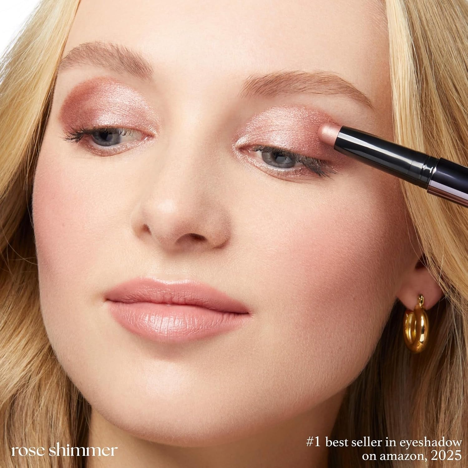 Eyeshadow 101 Cream-To-Powder Waterproof Eyeshadow Stick – Rose Shimmer – Long-Lasting, Buildable, Crease-Proof, Cruelty Free, Shimmer Finish with Built-In Smudger