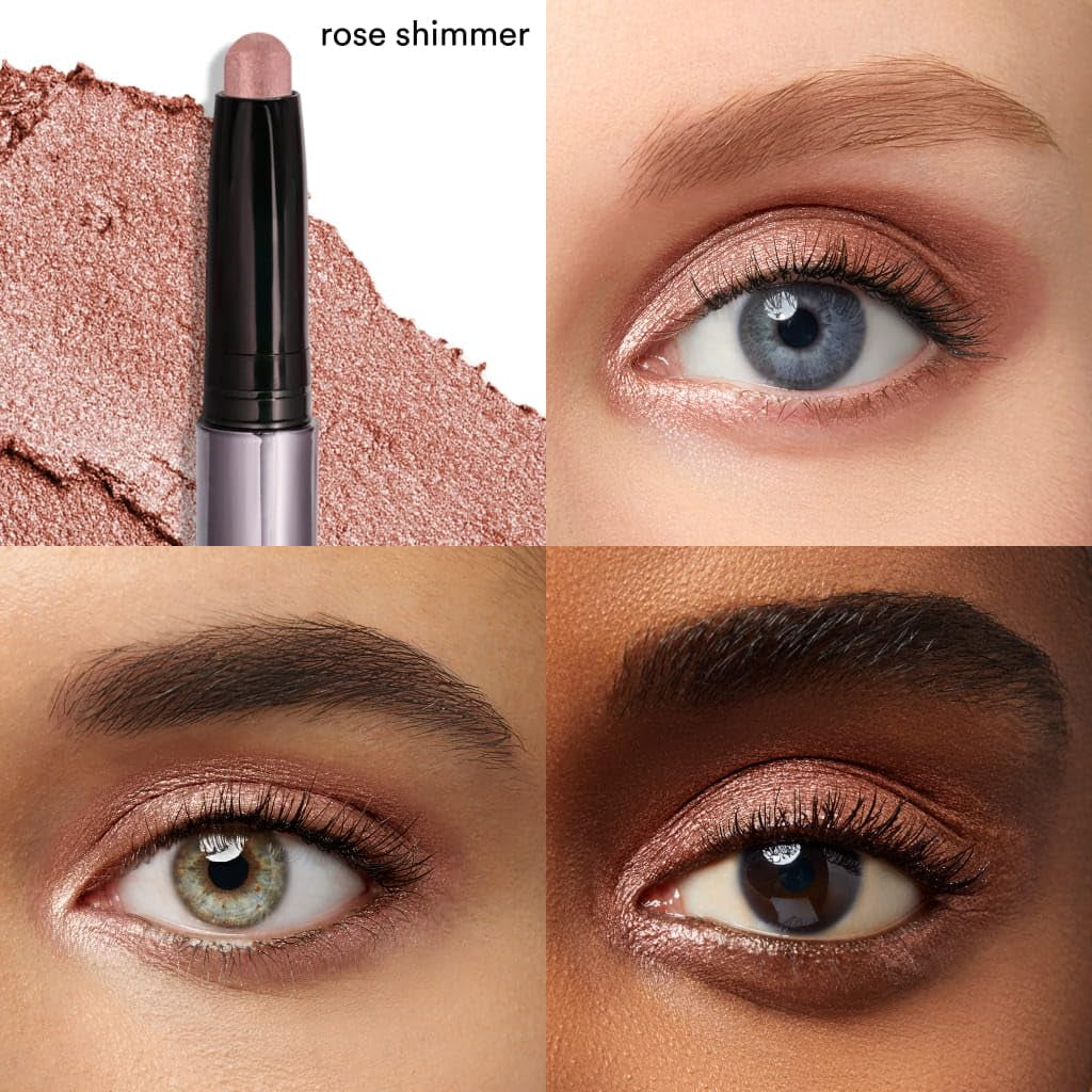 Eyeshadow 101 Cream-To-Powder Waterproof Eyeshadow Stick – Rose Shimmer – Long-Lasting, Buildable, Crease-Proof, Cruelty Free, Shimmer Finish with Built-In Smudger