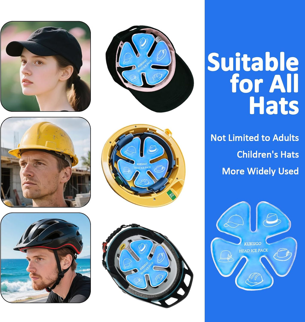 Ice Pack for Hard Hat & Helmet – Reusable Gel Cooling Insert for Baseball Cap, Summer Heat Relief, Keep Head Cool for Outdoor Work, Construction & Sports (2 Pack, Blue)