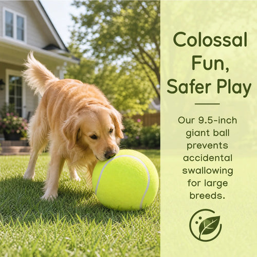 9.5 Inch Giant Tennis Ball for Dogs, Interactive Fetch Toy with Air Pump Included, Durable Outdoor Play Ball for Large & Medium Dogs