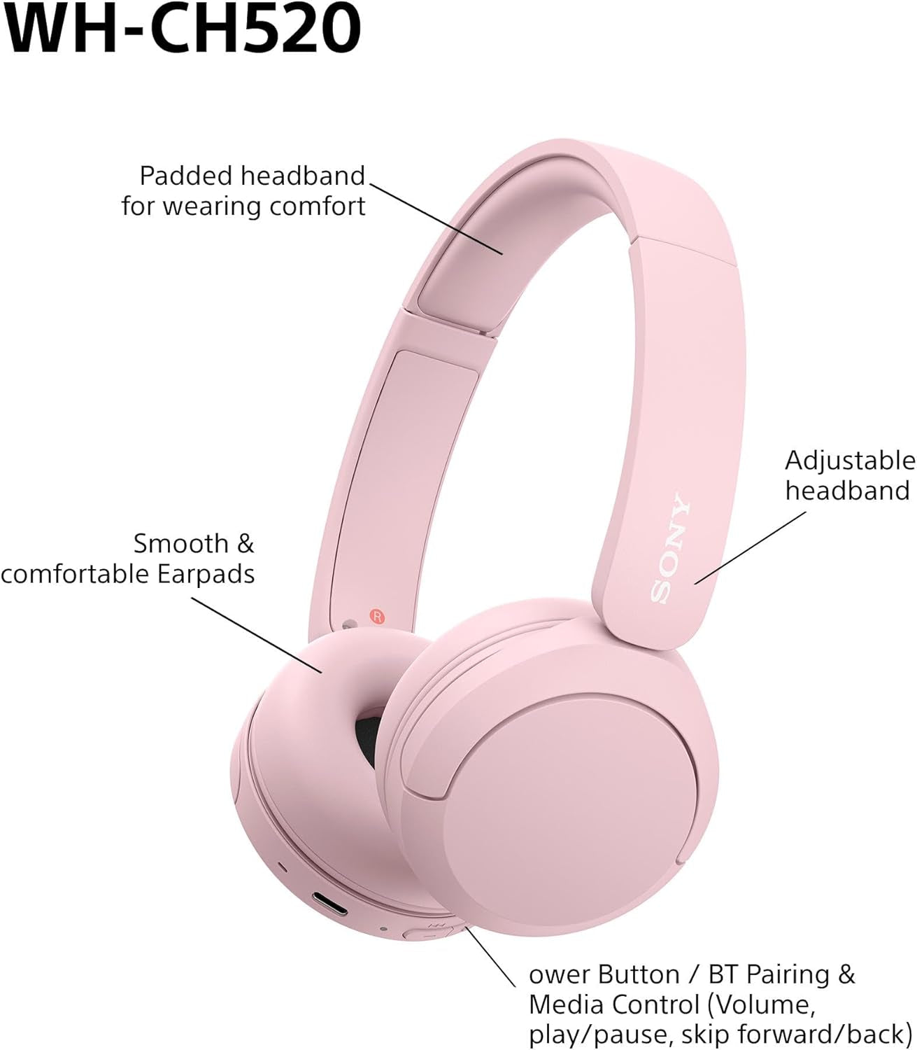 WH-CH520 Wireless oid - Pink