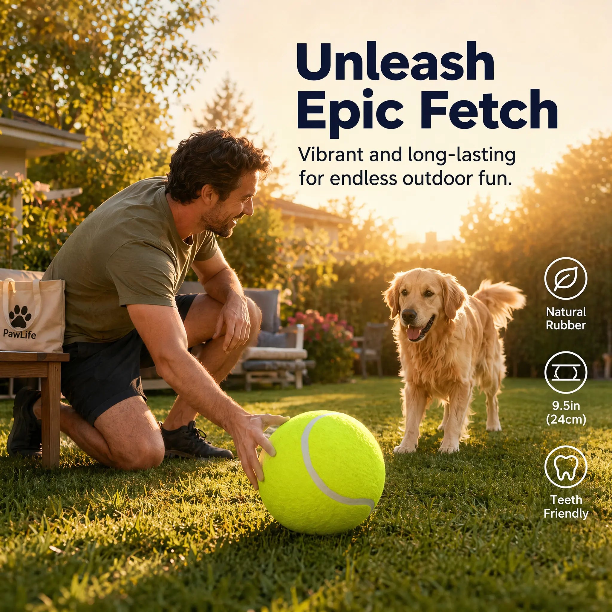 9.5 Inch Giant Tennis Ball for Dogs, Interactive Fetch Toy with Air Pump Included, Durable Outdoor Play Ball for Large & Medium Dogs