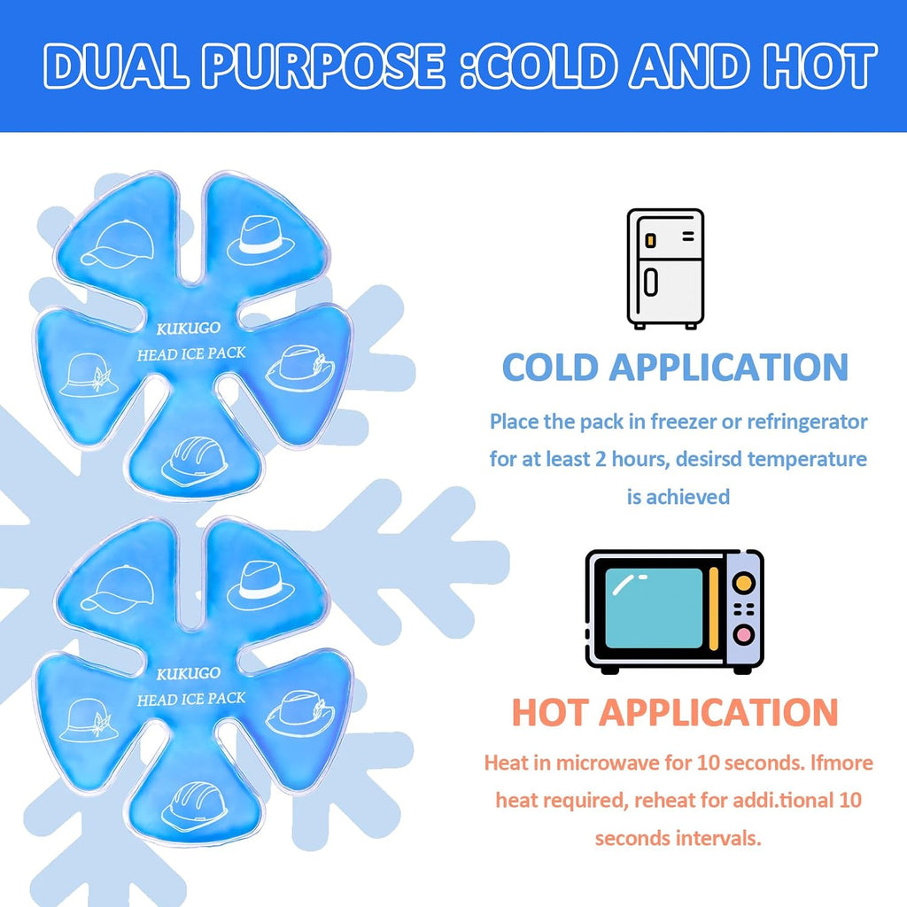 Ice Pack for Hard Hat & Helmet – Reusable Gel Cooling Insert for Baseball Cap, Summer Heat Relief, Keep Head Cool for Outdoor Work, Construction & Sports (2 Pack, Blue)